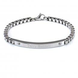 Ladies Engraved Square Box Link Bracelet