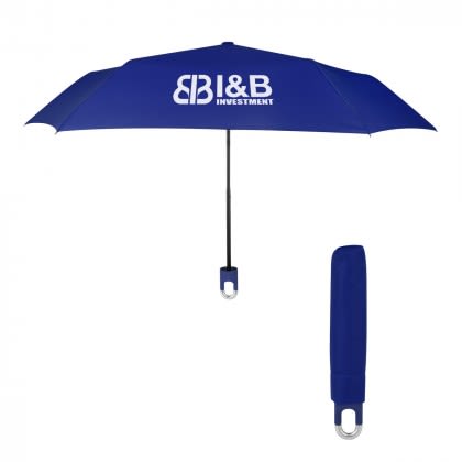 Printed Clipper Compact Telescopic Umbrella 38" Arc - Royal Blue