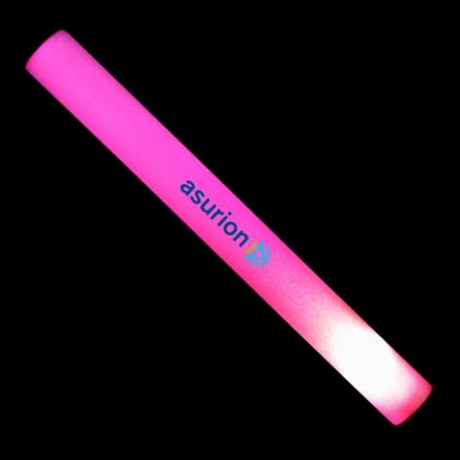 Logo Imprinted Light Up Foam Stick - Pink