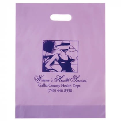 12 x 15 Frosted Die Cut Bag with Gusset | Personalized Die Cut Frosted Bags - Lavender