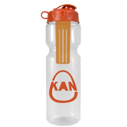 Clear/Orange Infuser Bottle with Flip Lid | Custom Logo Fruit Infuser Bottles