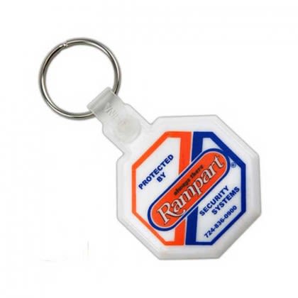 Soft Squeezable Key Tag - Stop Sign Promotional Custom Imprinted With Logo