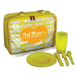 Yellow & White Custom Imprinted Beach Picnic Utensil Set