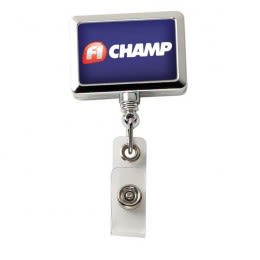 Chrome Rectangle Badge Reel with Logo