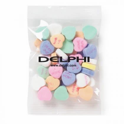 Imprinted Mini Conversation Hearts 1.5 oz Promo Snax Bag