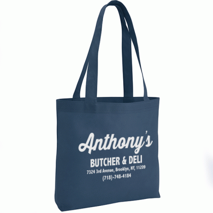 Navy Cheap Promotional Tote Bags with Gussets | Logo Printed Poly Pro Tote with Gusset 