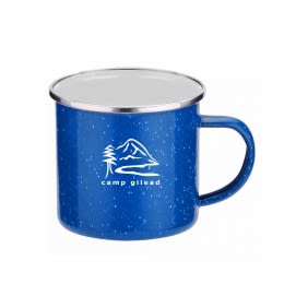 Custom Iron and Stainless Steel Camping Mug with Logo- Blue