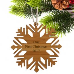 Bamboo Snowflake Ornament | Personalized Wooden Christmas Ornaments