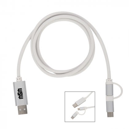 Disco Tech 3-in-1 Custom Light-Up Charging Cables - White