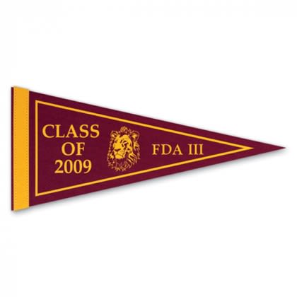18 Inch color felt promotional flag pennant - USA made school pennants - maroon