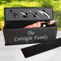 Personalized Black Wine Bottle Box With Tools | Wine Gift with Personalization