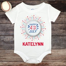Happy Fourth Of July Personalized Baby Onesie | Baby Apparel for Fourth of July