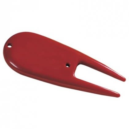Printed Logo Plastic Divot Tool - Red