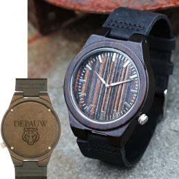 Customized Natural Black Ebony Wooden Watch