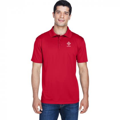 Red Embroidered Harriton Men's Polytech Polo | Promotional Harriton Polo Shirts 