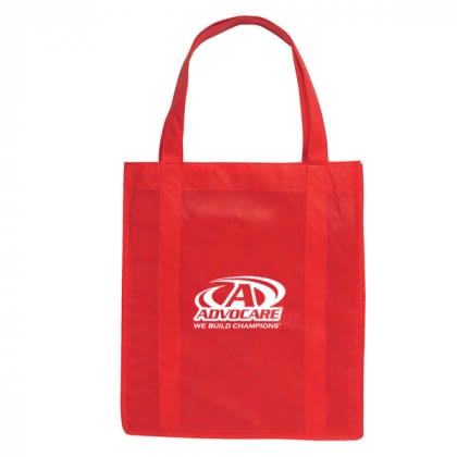 Promotional Eco Friendly Tote Bags for Businesses - Large Grocery Tote - Red