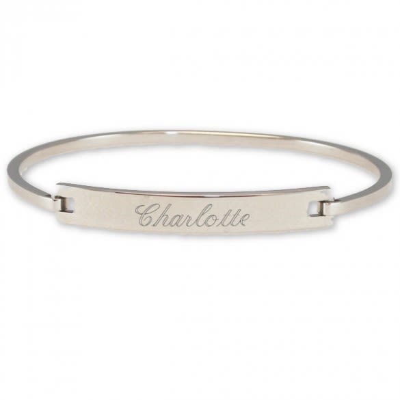 Ladie's Engraved Thin Bangle ID Bracelet