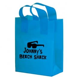 Custom Economy Frosted Plastic Soft Loop Shopping Bag - 16W x 6 Gusset x  18H