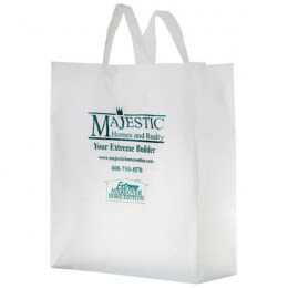 16 x 18 Clear Frosted Shopping Bag with Gusset- Ink Imprint