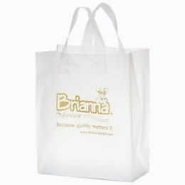 10 x 13 Clear Frosted Shopping Bag with Gusset - Foil Stamp