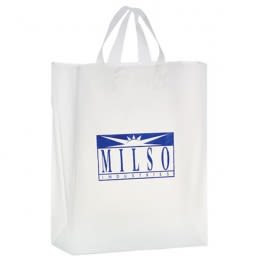 13 x 16 Clear Frosted Shopping Bag with Gusset- Foil Stamp