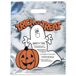 Promotional Reflective Silver Halloween Bags | Reflective Plastic Ghost Candy Bags | Personalized Halloween Bags 