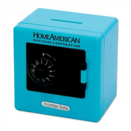 Personalized Combination Safe Piggy Banks Wholesale | Promo Giveaways for Banks - Light Blue