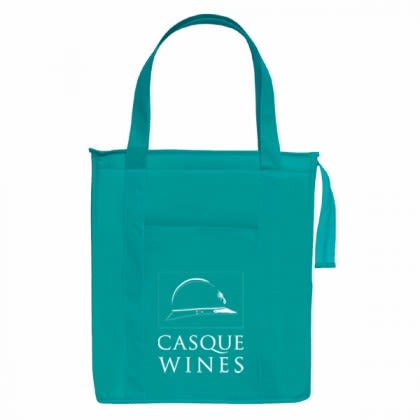 Custom promotional insulated grocery bag- Reusable Insulated Shopper Tote - 