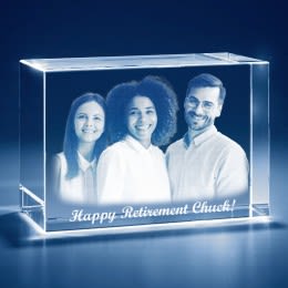 Retirement 3D Photo Engraved Brick Crystal Keepsakes | Custom Photo Gifts 