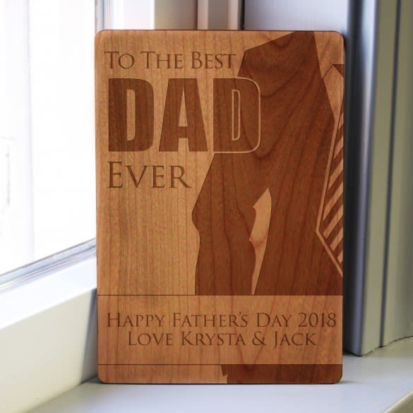 Best Dad Ever Wood Carved Father's Day Card