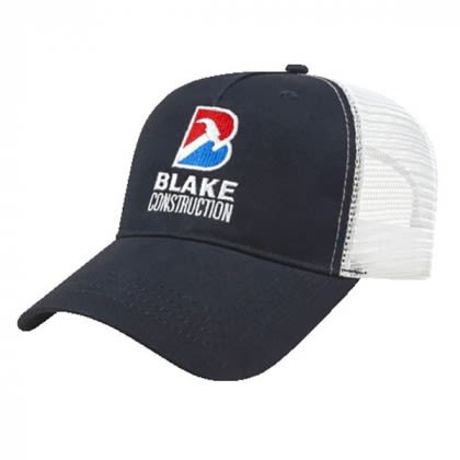 Promo X-tra Value Five Panel Mesh Back Cap - Navy/white