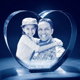 3D Photo Engraved Heart Crystal Keepsakes | Custom Photo Mementos