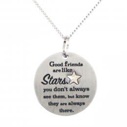 Good Friends Are Like Stars Engraved Pendant