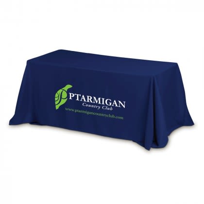 Custom Table Cover Throw-8 Foot-Four Sided - Navy - Added Charge for Additional Imprint Colors
