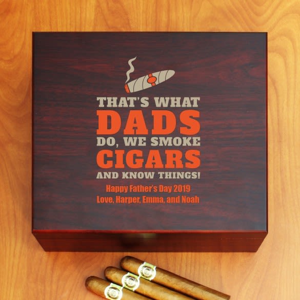 Dads Smoke Cigars Customized Cigar Humidor  25-50 Count | Personalized Cigar Gift for Dad | Personalized Humidor