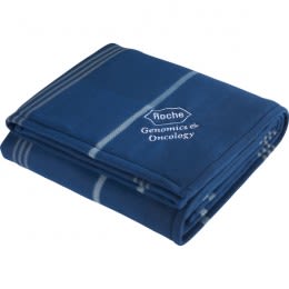 Embroidered Plaid Fleece Sherpa Blanket