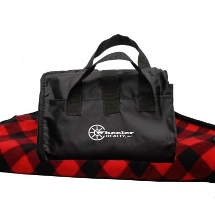 Customized Fleece and Nylon Picnic Blanket - Red plaid