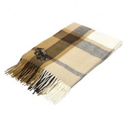 Logo Manchester Fringed Throw Blanket - Tan