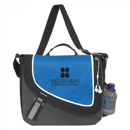 Promotional Newsboy Bags | Step Ahead Messenger Bag with Headphone Ports | Promotional Messenger Bags with Handles - Royal Blue