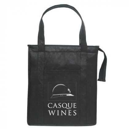 Custom promotional insulated grocery bag- Reusable Insulated Shopper Tote- Black