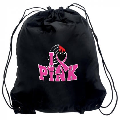 Premium Poly Promotional Drawstring Backpacks in Brilliant Colors - Black