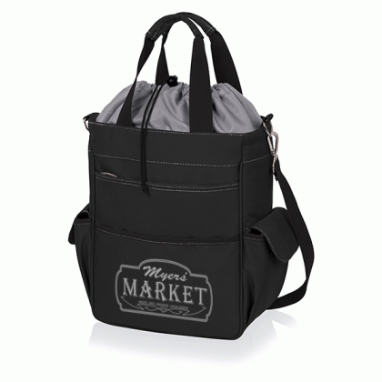 Wholesale Polyester Thermal Tote Bags | Activo Cooler Tote | Customized Water Resistant Insulated Tote Bags with Logos - Black