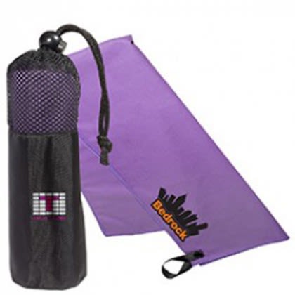 Personalized Microfiber Cooling Towels | Customized Cooling Towels in Mesh Pouch - Purple