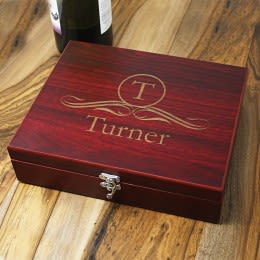 5 Piece Engraved Wine Tool Gift Set in Rosewood Box