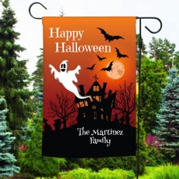 Haunted House Personalized Halloween Garden Flag | Personalized Halloween Garden Flag | Customized Garden Flag for Halloween