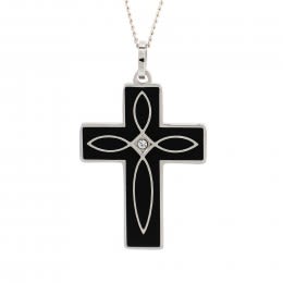 Personalized Cross Pendant with Crystal | Religious Memorial Pendant