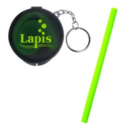 Promotional Silicone Straws | Reusable Silicone Straw in Travel Case | Wholesale Travel Straws - Lime