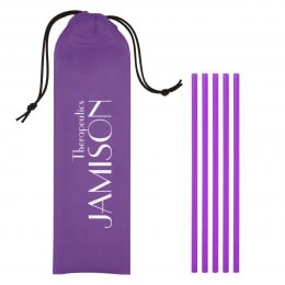 Promotional 5-Pack On The Go Straws with Pouch Purple