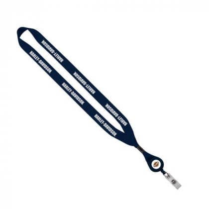 ¾” Wholesale Lanyards with Retractable Badge Reels | Promo Lanyards with Free Shipping - Navy