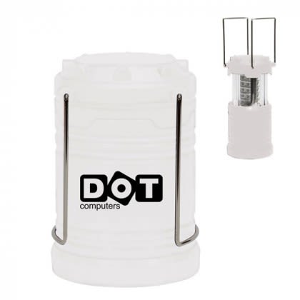 Retractable LED Lantern with Logo - White